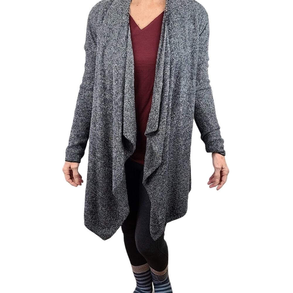 Barefoot Dreams heathered gray waterfall cardigan S/M, EUC